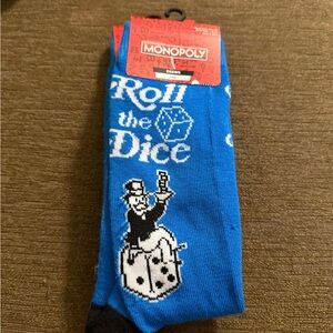 Monopoly Roll the Dice Blue Crew Socks for Men